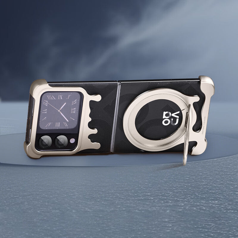 Oatsbasf Liquid Glaze MagSafe Pivot Ring Stand Frameless Skeleton Metal Case Cover