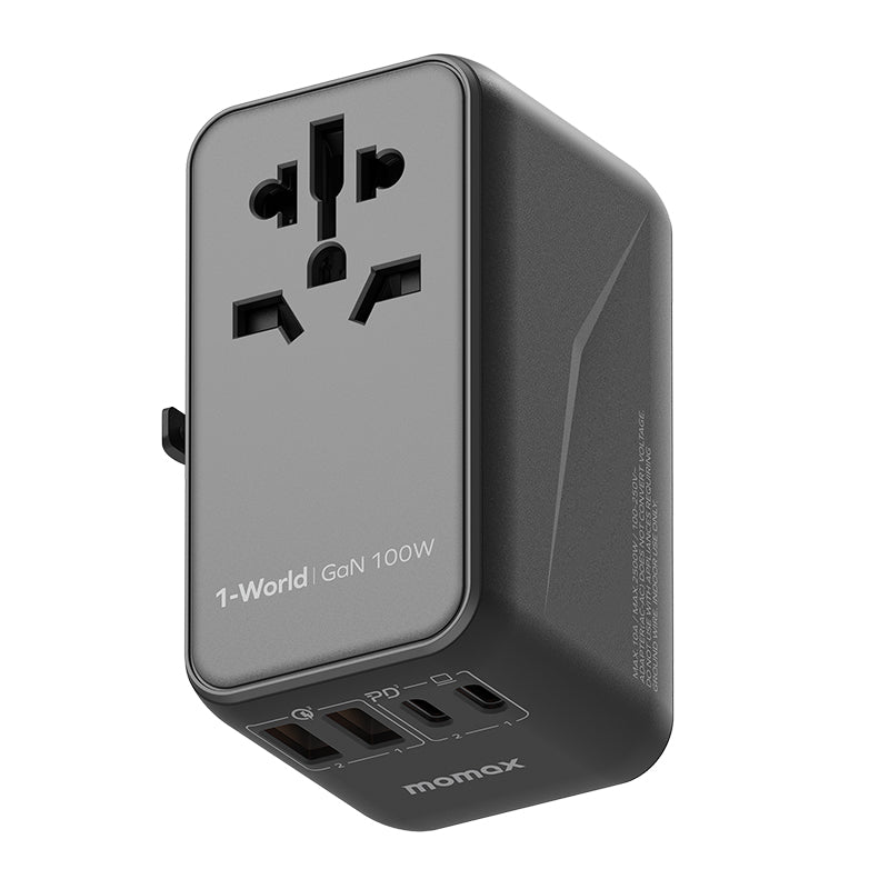 MOMAX 1-World PD 100W GaN 4-Port + AC Charger Universal Travel Adapter