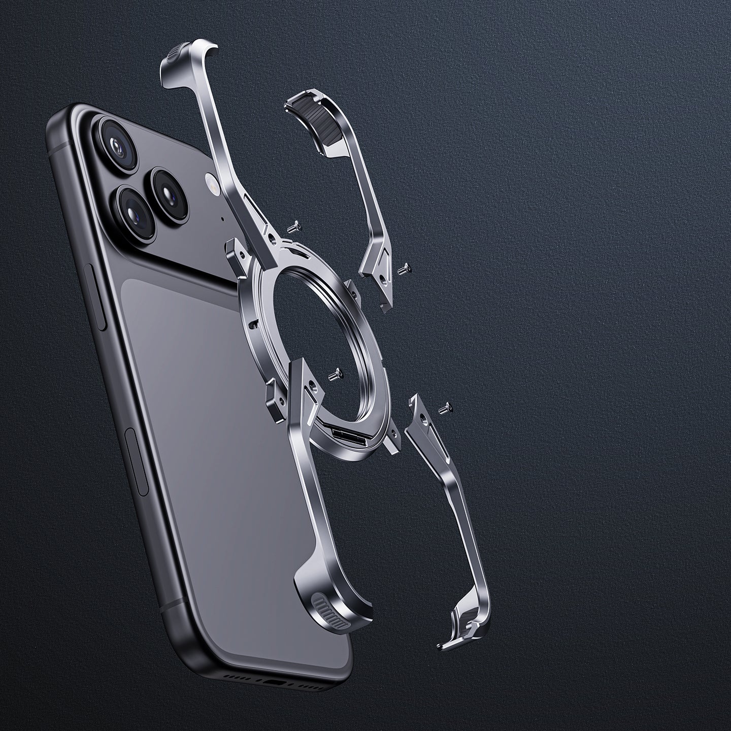 Armor King Alien X Frame MagSafe Pivot Ring Stand Air Cushion Metal Case Cover