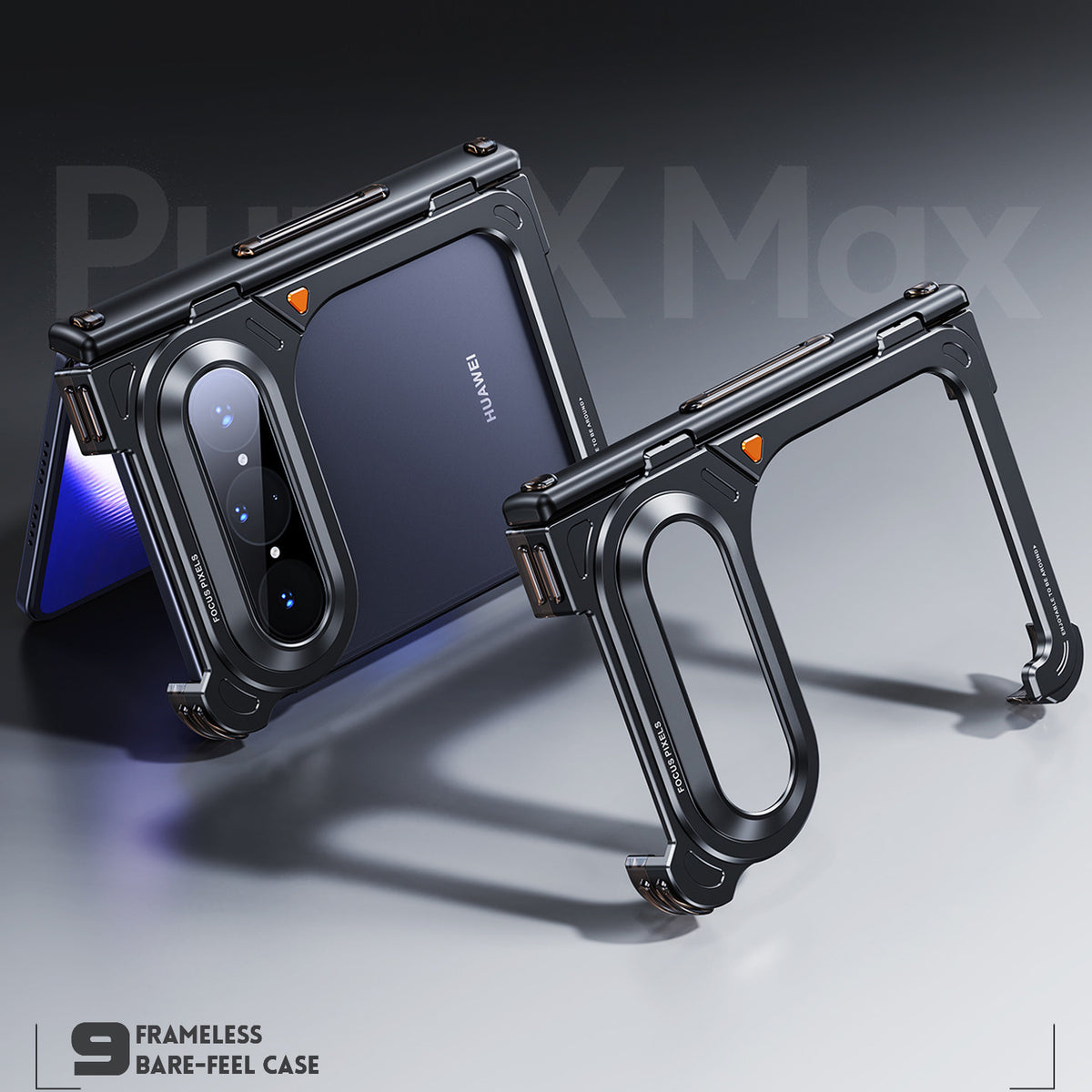 Oatsbasf 9 Shell Invisible Kickstand Air Cushion Shockproof Aluminum Metal Bumper Case Cover