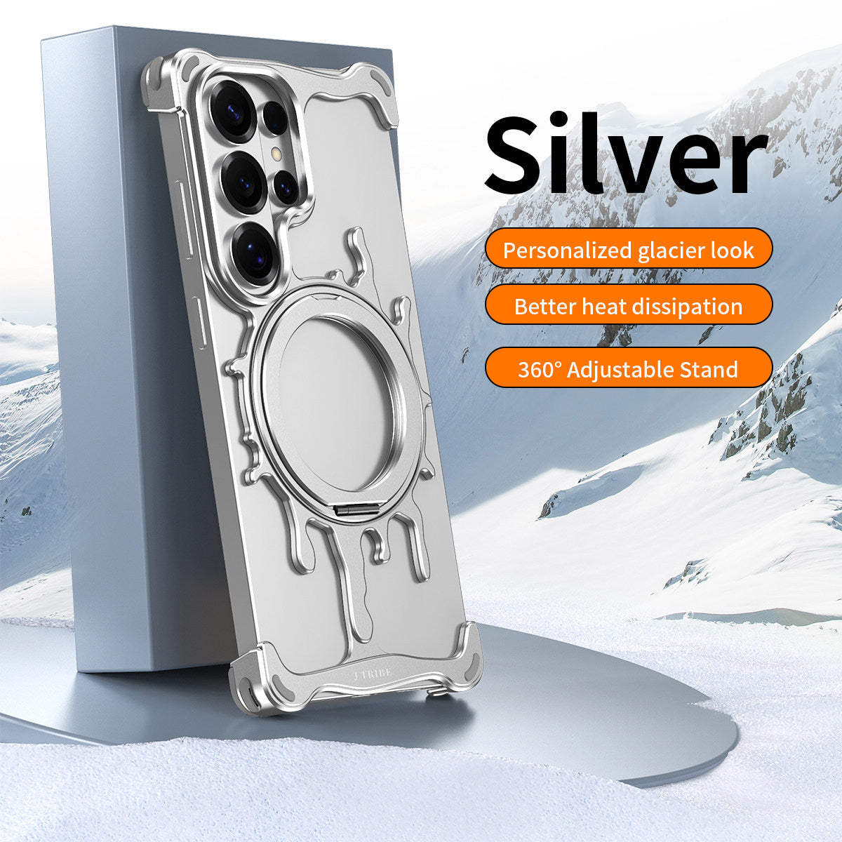 Armor King Glacier MagSafe Pivot Ring Stand Air Cushion Shockproof Metal Case Cover