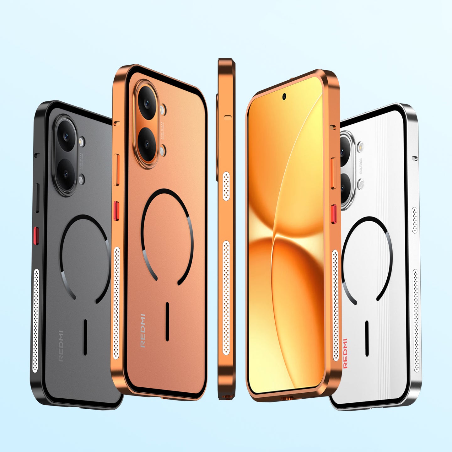 Armor King MagSafe Elastic Buckle Heat Dissipation Metal Bumper Frosted Acrylic Back Case Cover