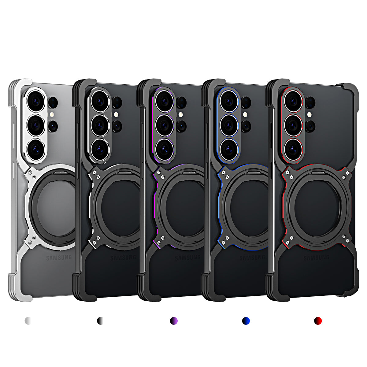 iy Bicolor Robotic Arm MagSafe Pivot Ring Stand Case Cover with Lens Protector