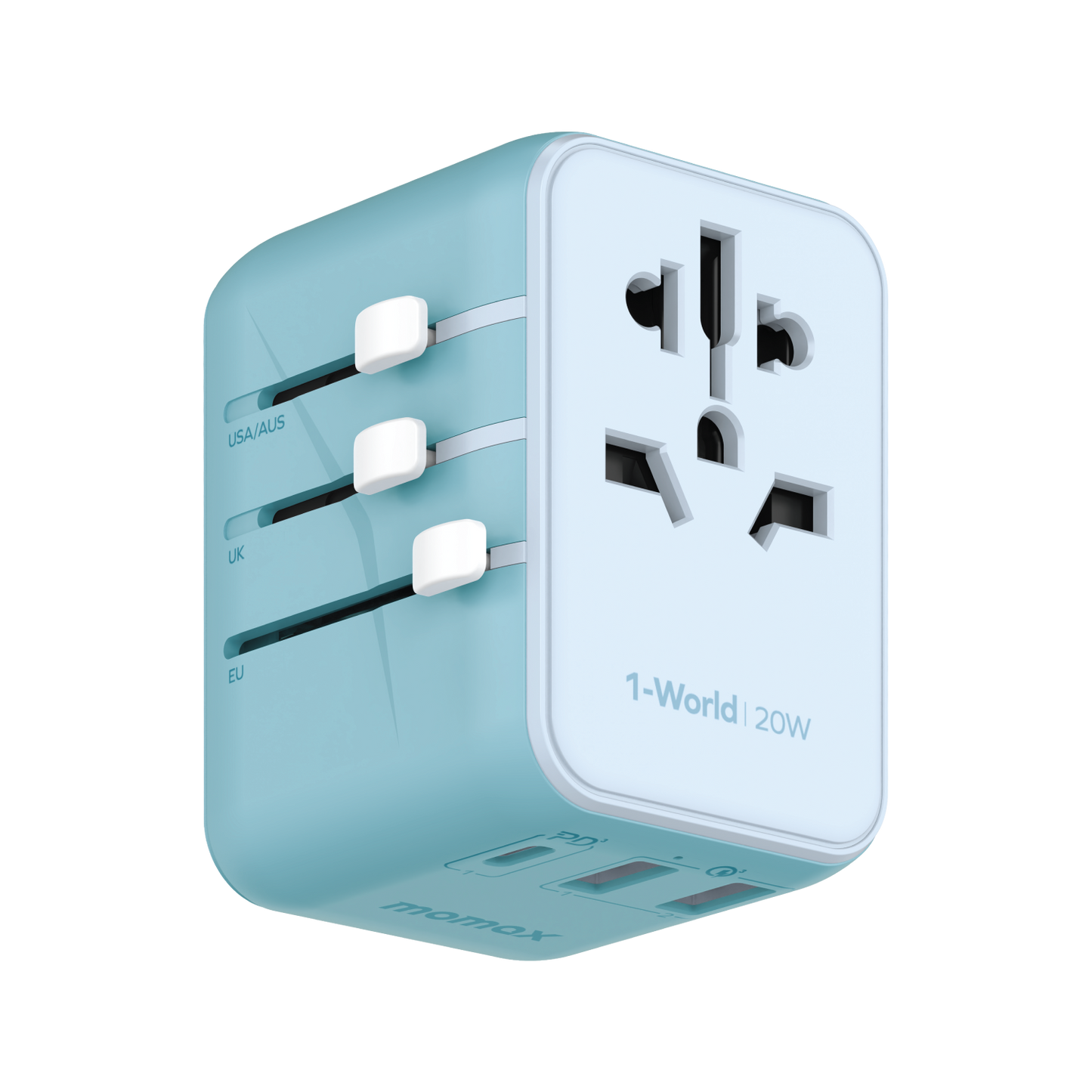 MOMAX 1-World 20W 3-Port + AC Charger Universal Travel Adapter