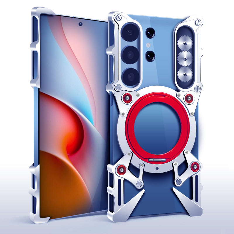 Simon 360° Rotating Pivot Ring Stand Heat Dissipation Hollow Out Metal Case Cover