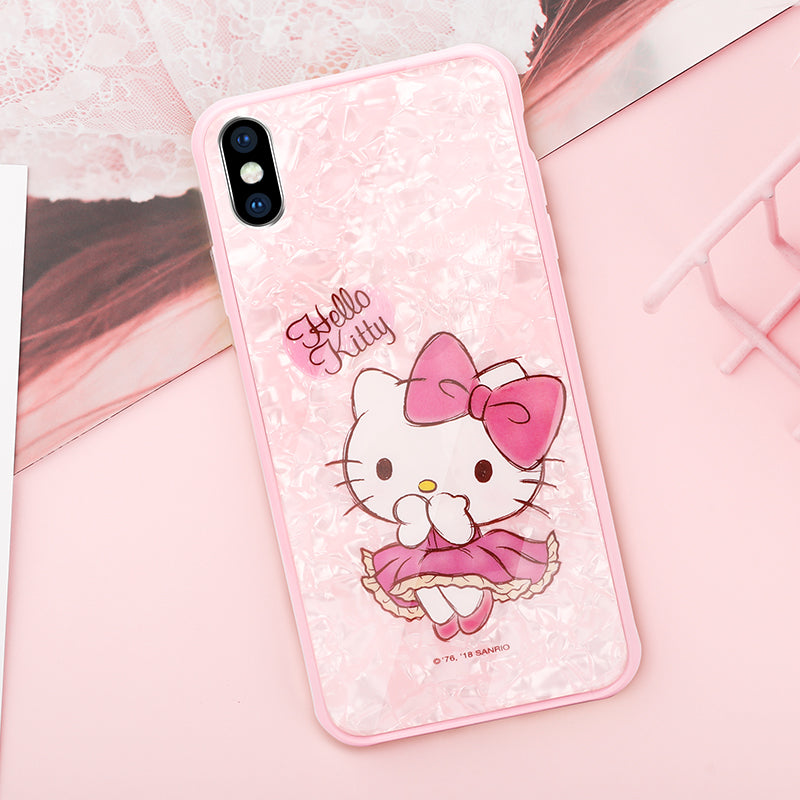 X-Doria Hello Kitty Pink Seashell Tempered Glass Back Case Cover