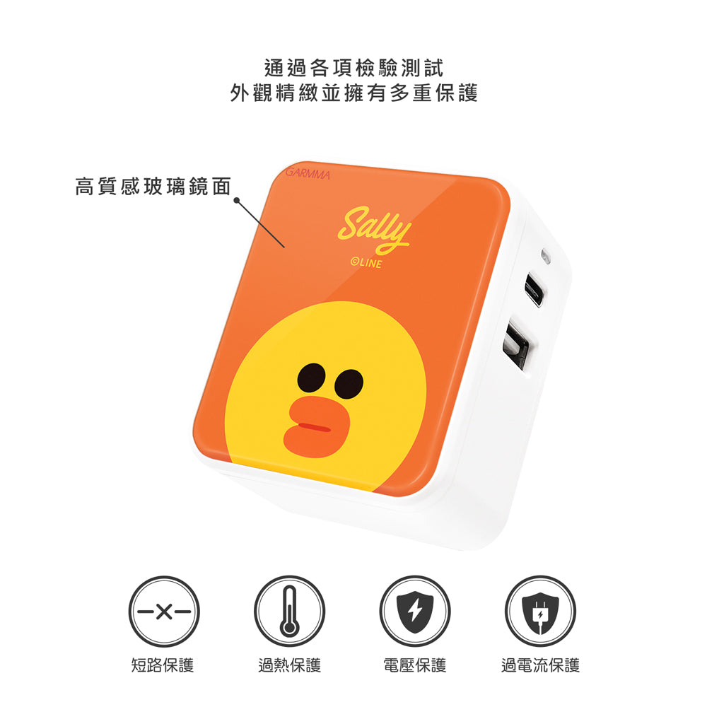 GARMMA Line Friends Type-C+USB 3.4A Quick Charge Foldable Travel Charger