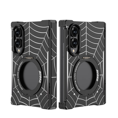 Armor King Spiderweb MagSafe Pivot Ring Stand Shockproof Frameless Metal Case Cover