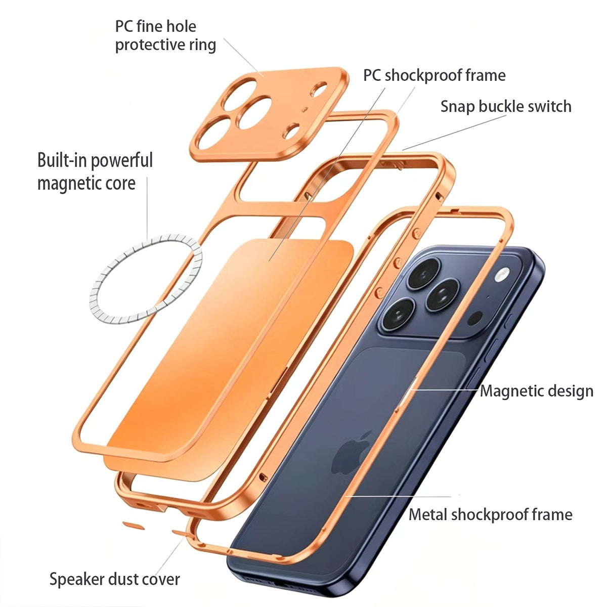 Armor King KuJia MagSafe Snap-on Metal Frame PC Back Case Cover