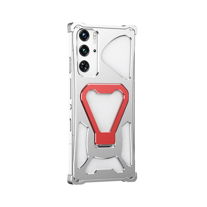 iy Bicolor Transformers Shockproof Aluminum Alloy Kickstand Metal Case Cover