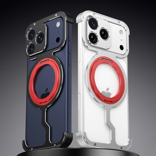 iy Bicolor Armor MagSafe Aluminum Alloy Kickstand Shockproof Metal Case Cover