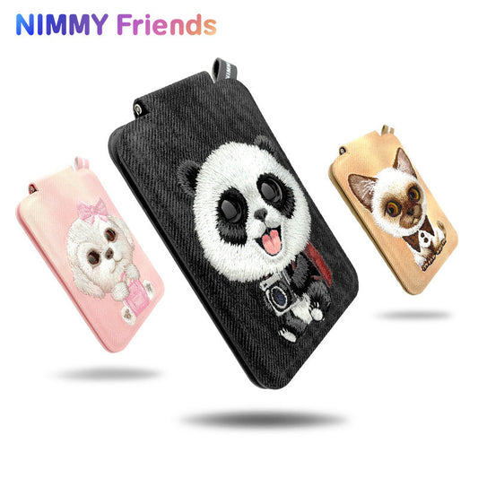 Nimmy Big Eyes Cute Pets 3D Embroidery Magnetic Card Holder Stand
