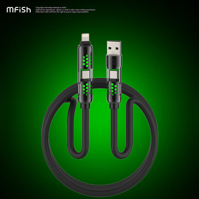 Mfish Armored Dragon VIII 240W USB-A+Type-C to Lightning+Type-C 4-in-1 Data Cable Charging Line