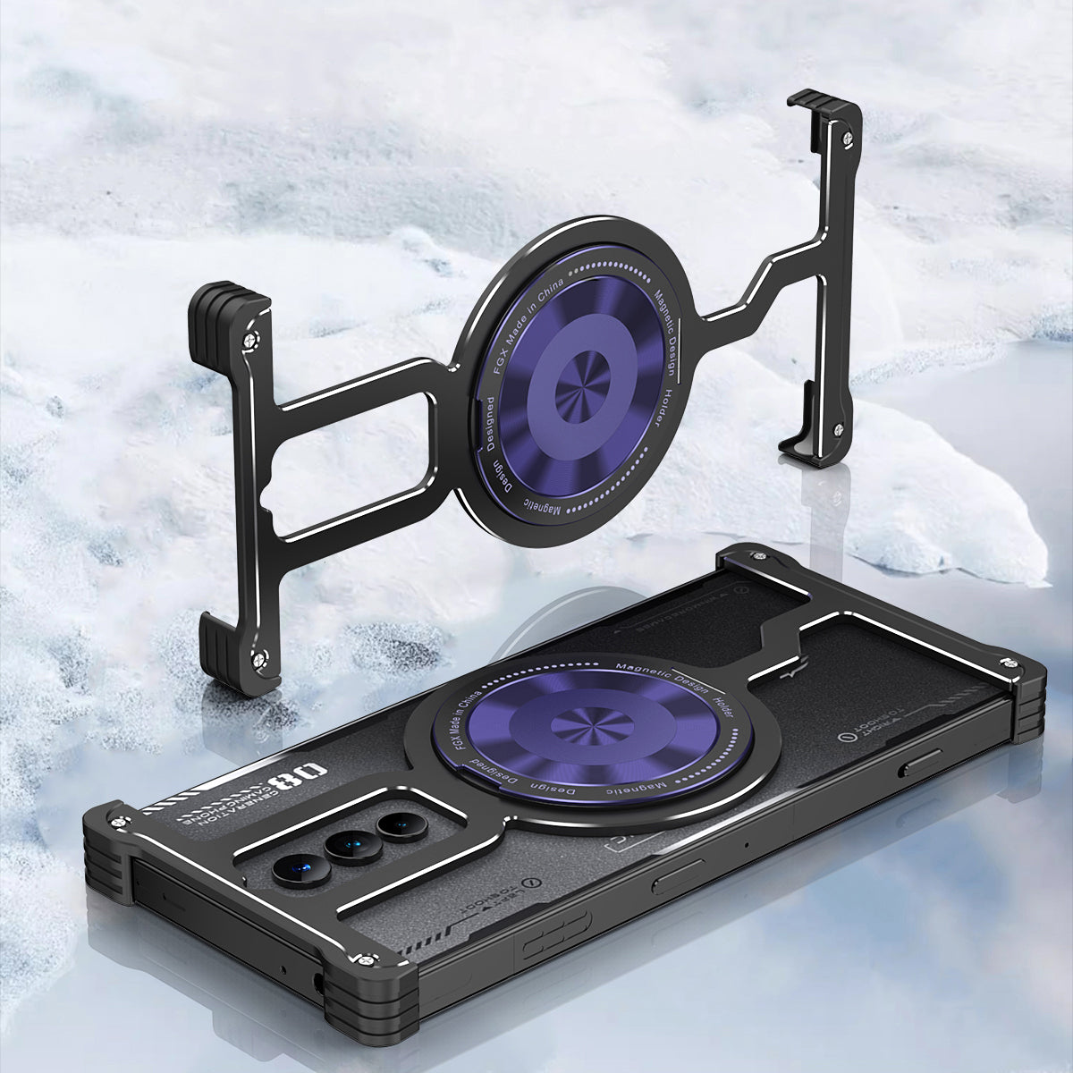 iy Bicolor Armor MagSafe Aluminum Alloy Kickstand Shockproof Metal Case Cover