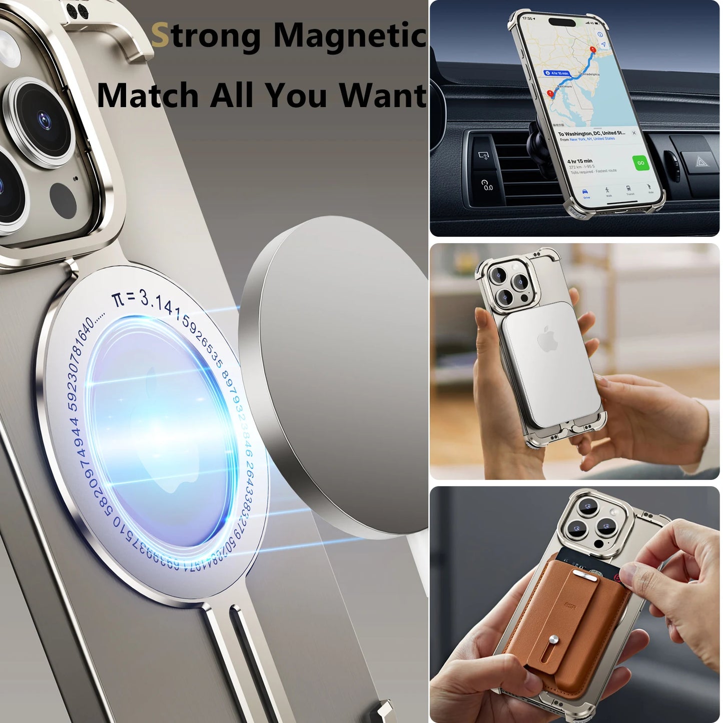 Armor King π MagSafe Frameless Metal Air Cushion Shockproof Case Cover