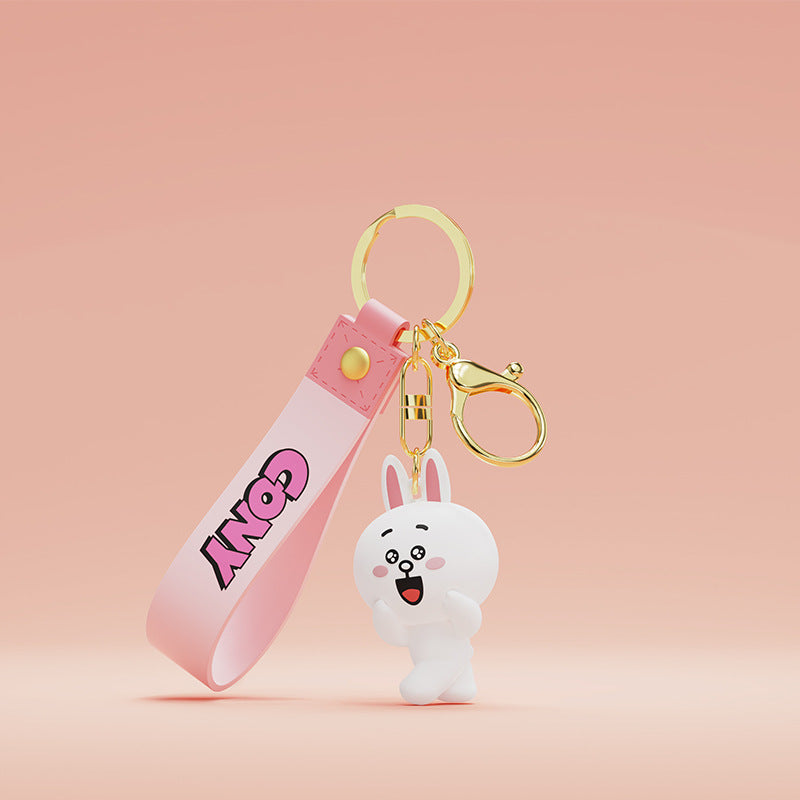 Line Friends Cute Doll Pendant Keychain Ring Anti-lost Strap Silicone Lanyard