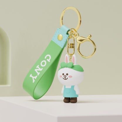 Line Friends Cute Doll Pendant Keychain Ring Anti-lost Strap Silicone Lanyard