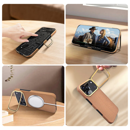 Armor King MagSafe Aramid Fiber Lens Stand Non-Slip Slim Light Case for Apple iPhone 17 series