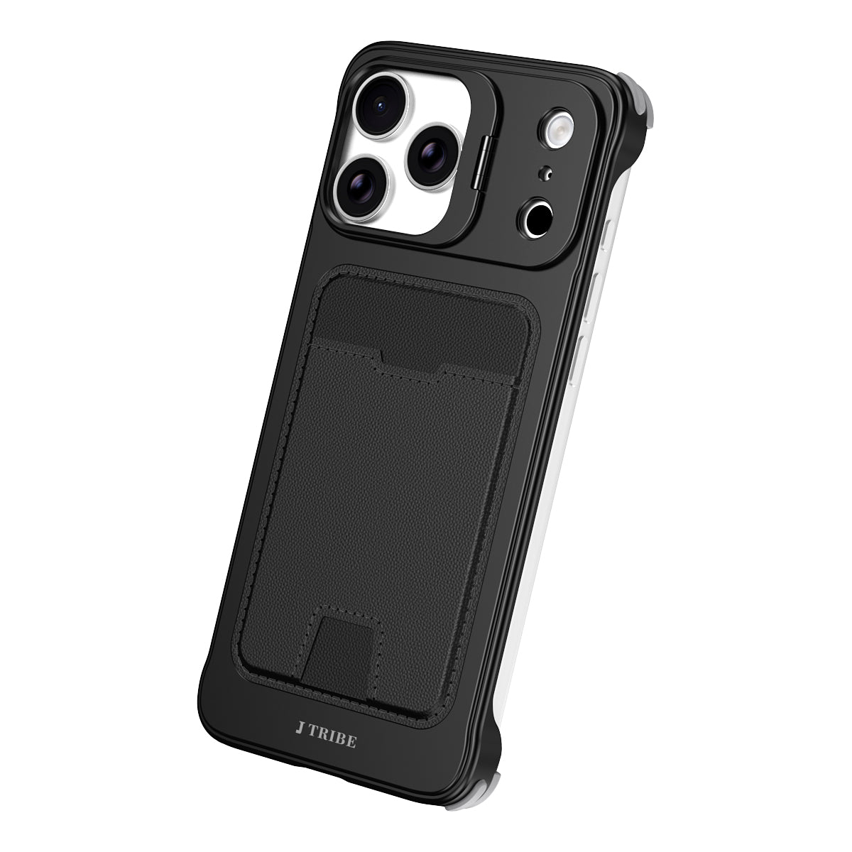 Armor King Lens Stand Leather Card Holder Borderless Metal Case Cover