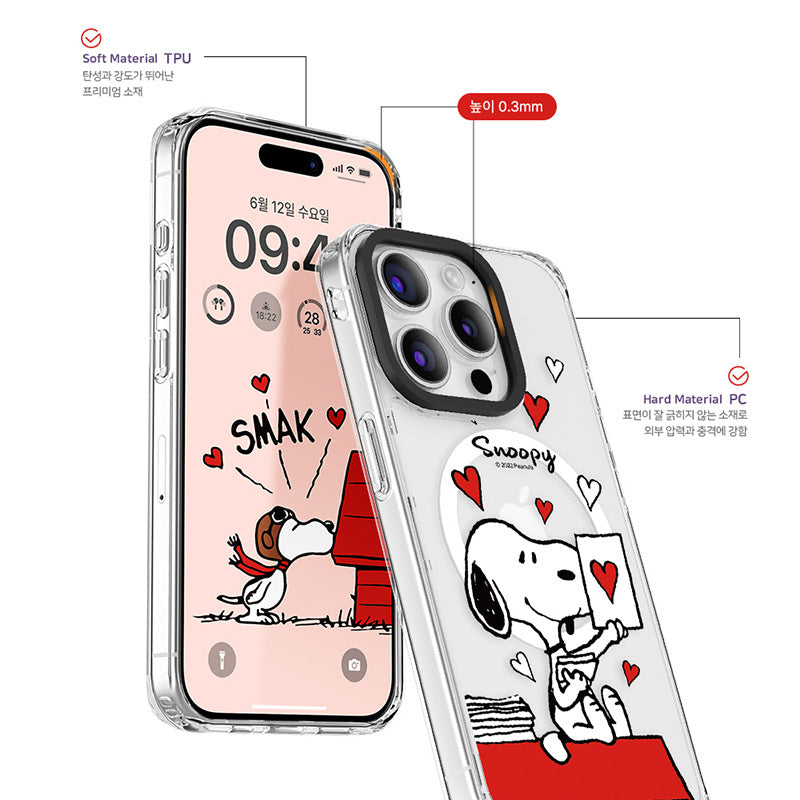 Peanuts Snoopy MagSafe Shockproof Clear Case Cover