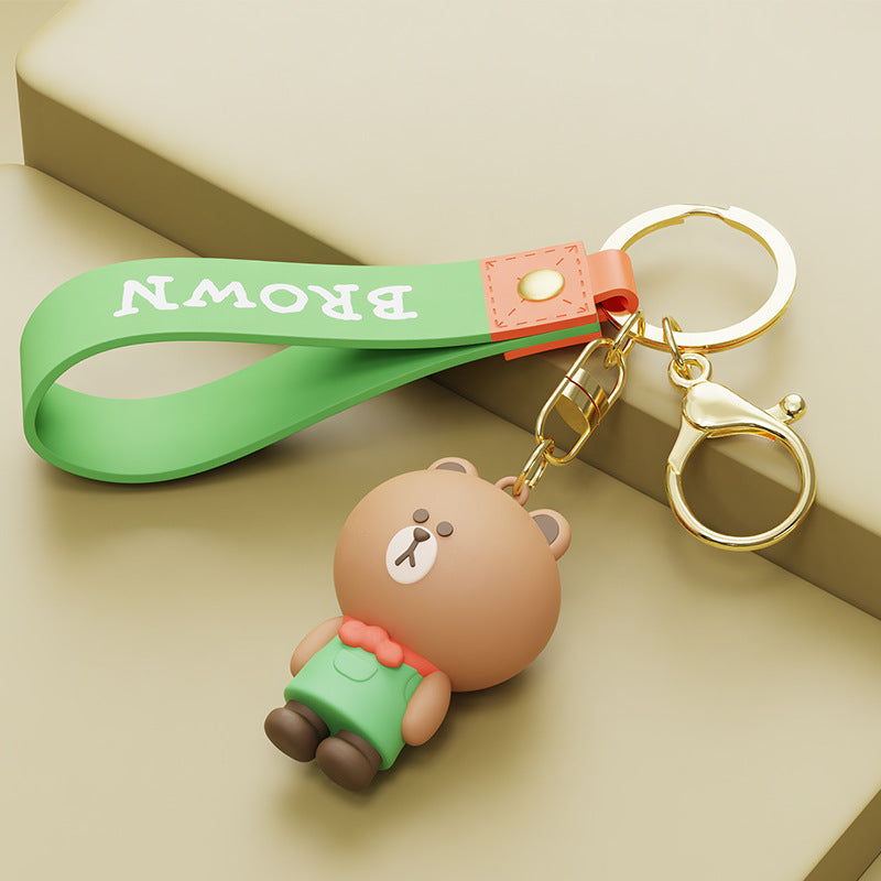 Line Friends Cute Doll Pendant Keychain Ring Anti-lost Strap Silicone Lanyard