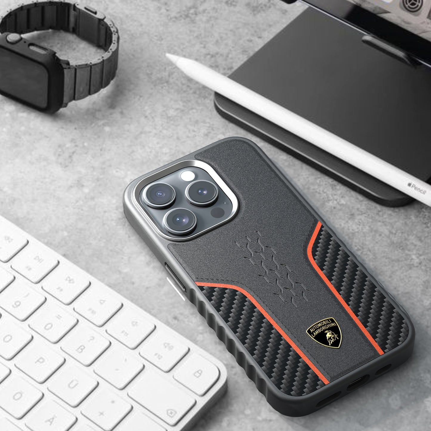 Lamborghini MagSafe Genuine Leather Carbon Fiber Phone Case - Huracan D21