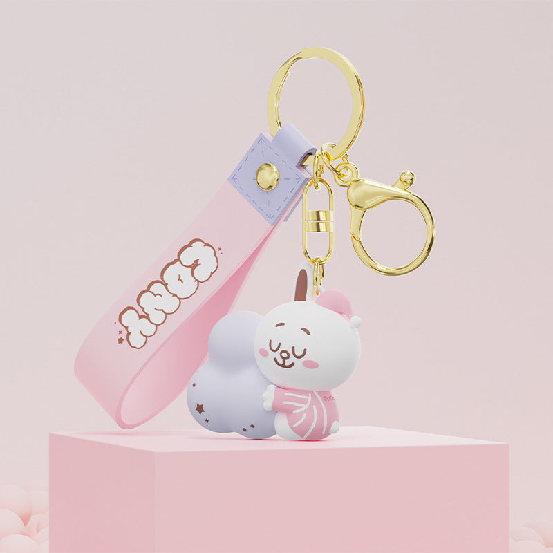 Line Friends Cute Doll Pendant Keychain Ring Anti-lost Strap Silicone Lanyard