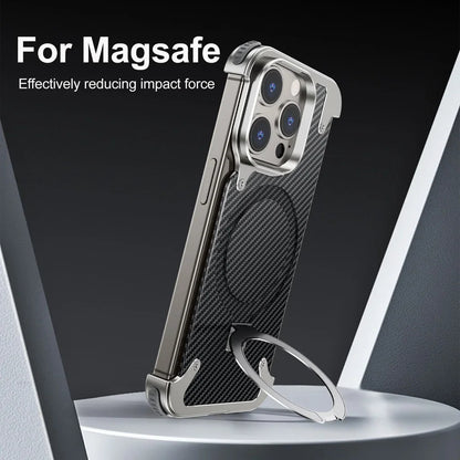 Oatsbasf MagSafe Pivot Ring Stand Air Cushion Carbon Fiber Back Case Cover