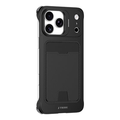 Armor King Lens Stand Leather Card Holder Borderless Metal Case Cover