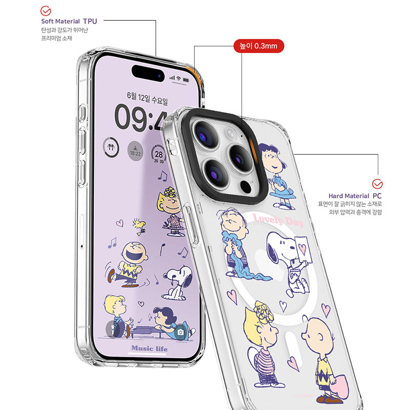 Peanuts Snoopy MagSafe Shockproof Clear Case Cover