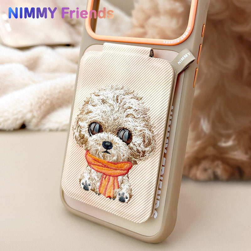 Nimmy Big Eyes Cute Pets 3D Embroidery Magnetic Card Holder Stand