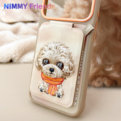 Nimmy Big Eyes Cute Pets 3D Embroidery Magnetic Card Holder Stand