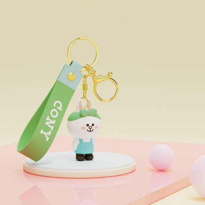 Line Friends Cute Doll Pendant Keychain Ring Anti-lost Strap Silicone Lanyard