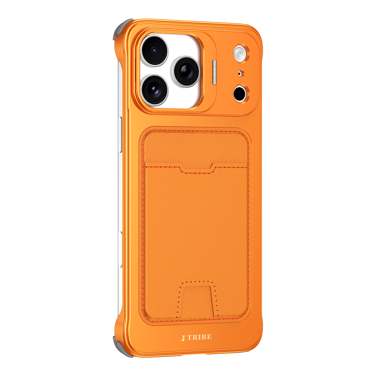 Armor King Lens Stand Leather Card Holder Borderless Metal Case Cover