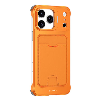 Armor King Lens Stand Leather Card Holder Borderless Metal Case Cover