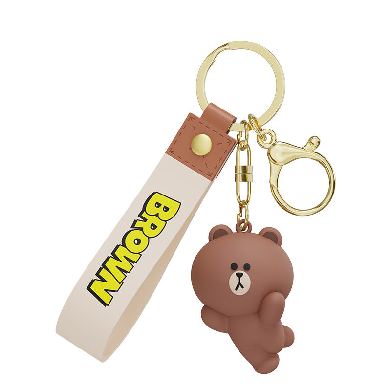 Line Friends Cute Doll Pendant Keychain Ring Anti-lost Strap Silicone Lanyard