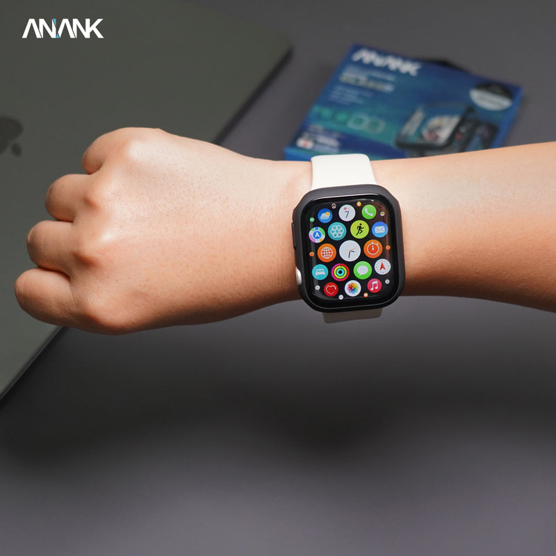 ANANK PC Bumper + Tempered Glass Screen Protector Guard for Apple Watch