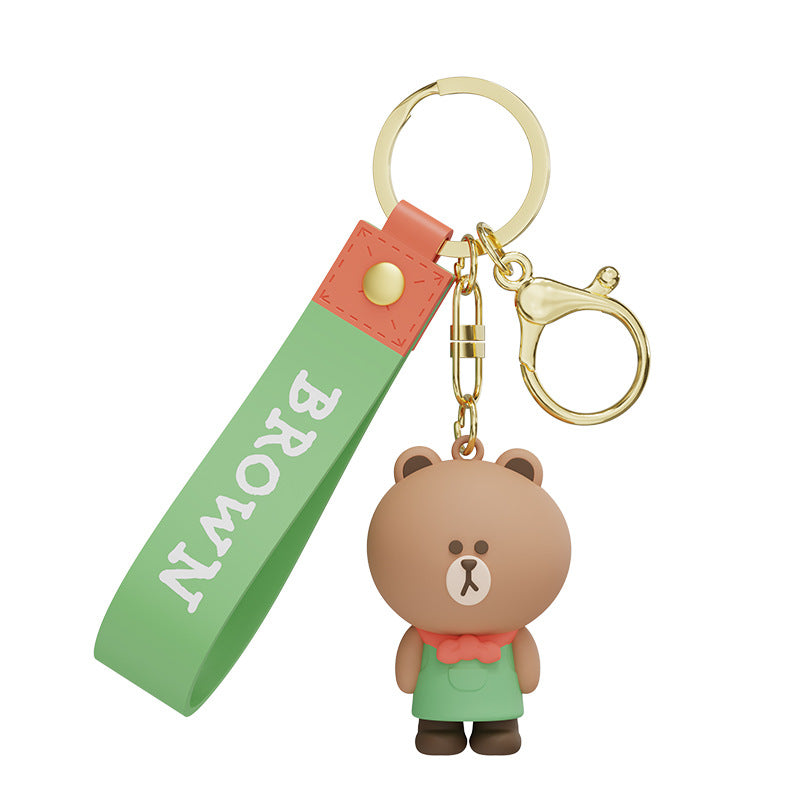 Line Friends Cute Doll Pendant Keychain Ring Anti-lost Strap Silicone Lanyard