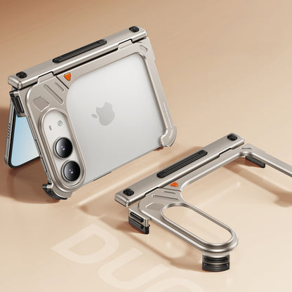 Oatsbasf 9 Shell Invisible Kickstand Air Cushion Shockproof Aluminum Metal Bumper Case Cover