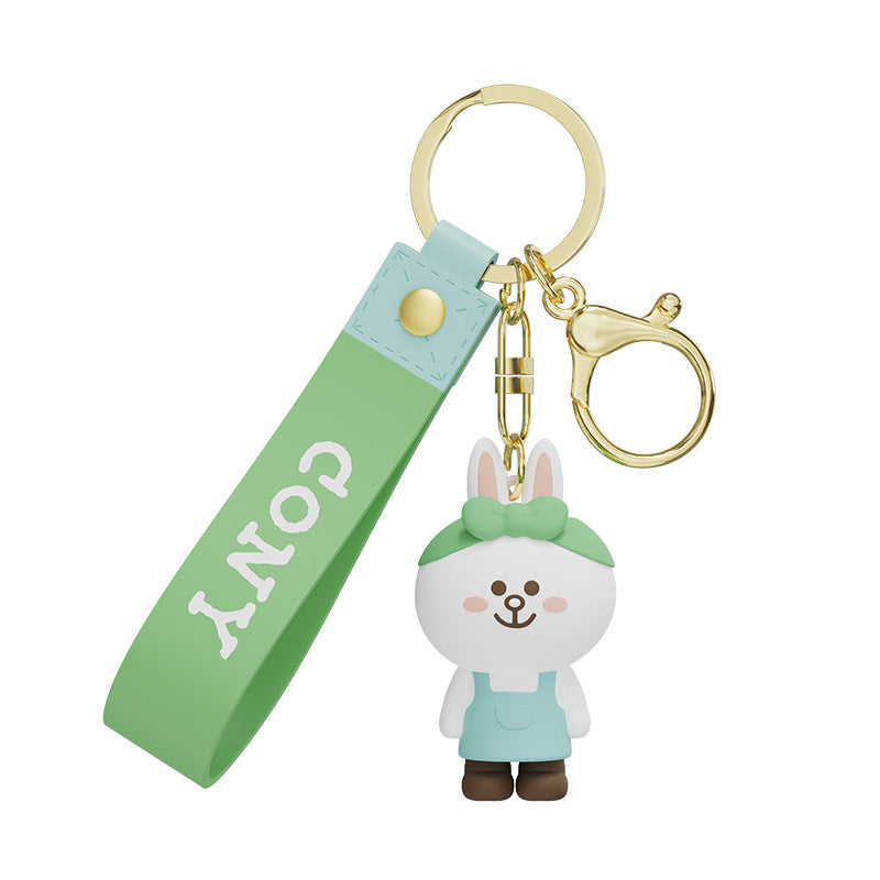 Line Friends Cute Doll Pendant Keychain Ring Anti-lost Strap Silicone Lanyard