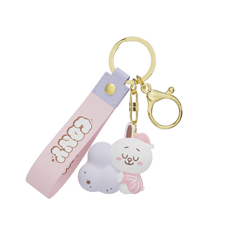 Line Friends Cute Doll Pendant Keychain Ring Anti-lost Strap Silicone Lanyard