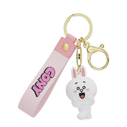 Line Friends Cute Doll Pendant Keychain Ring Anti-lost Strap Silicone Lanyard