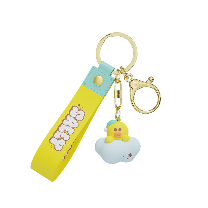 Line Friends Cute Doll Pendant Keychain Ring Anti-lost Strap Silicone Lanyard