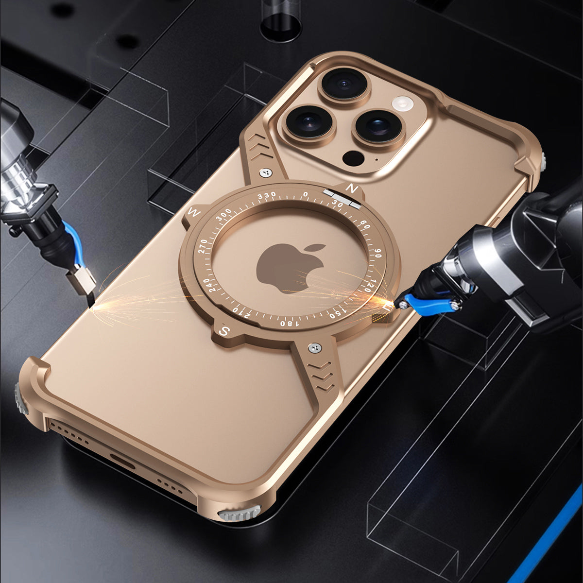 Armor King S Mechanical Gear MagSafe Pivot Ring Stand Air Cushion Sports Metal Case Cover