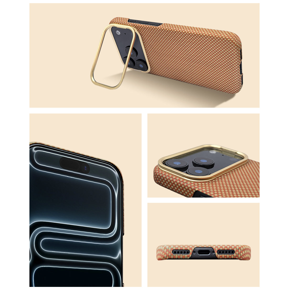Armor King MagSafe Aramid Fiber Lens Stand Non-Slip Slim Light Case for Apple iPhone 17 series