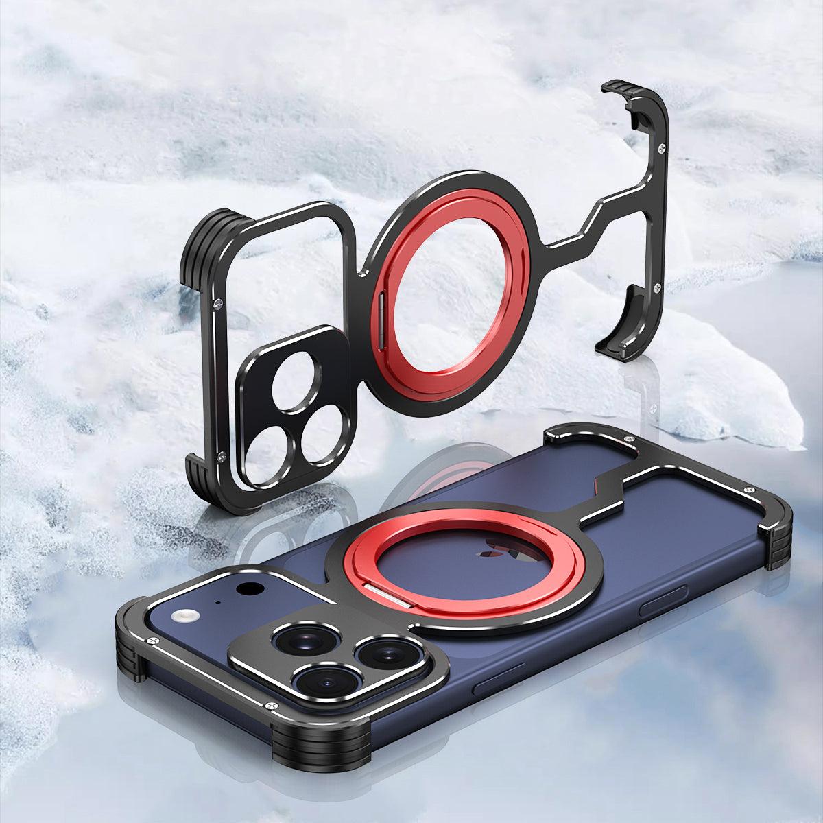 iy Bicolor Armor MagSafe Aluminum Alloy Kickstand Shockproof Metal Case Cover