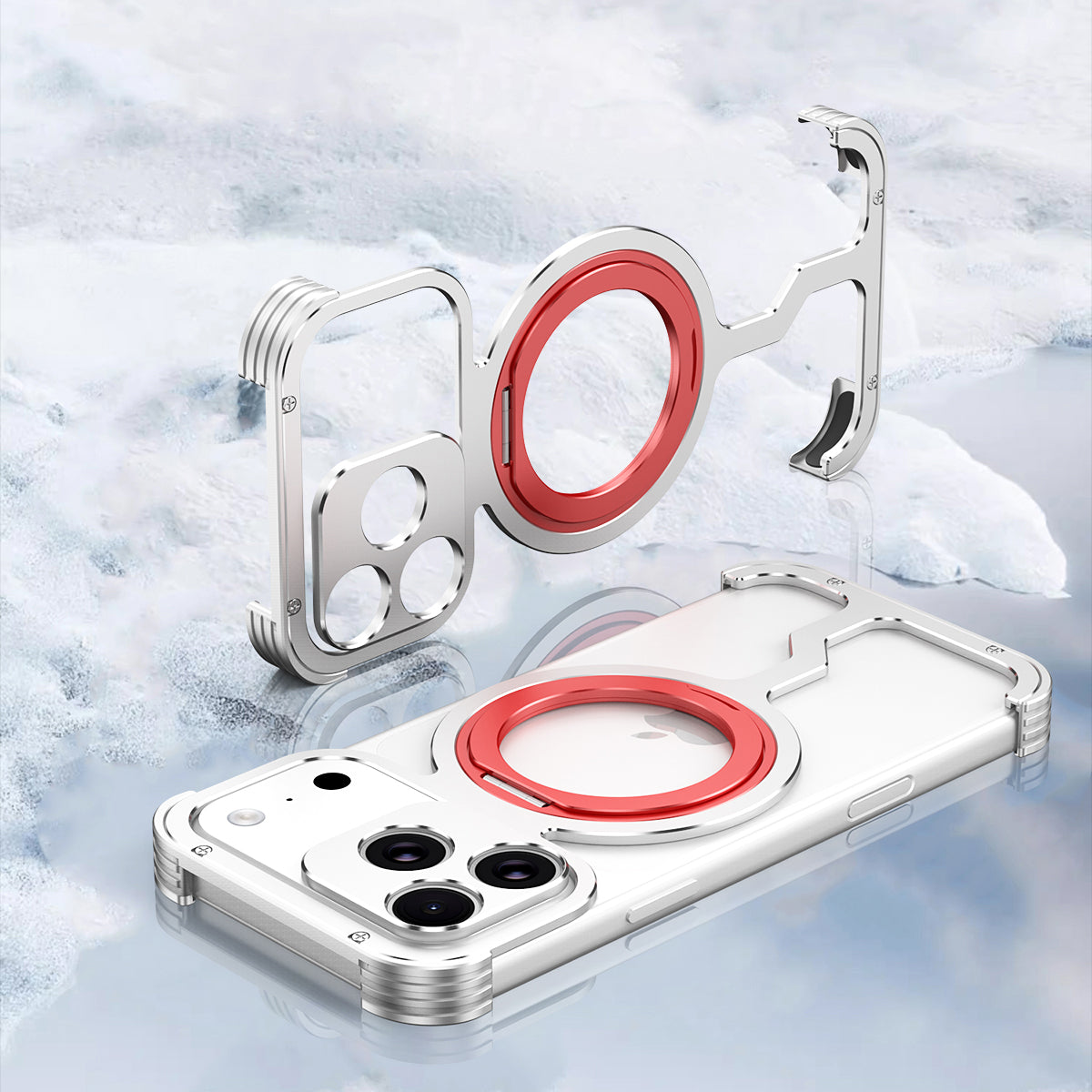 iy Bicolor Armor MagSafe Aluminum Alloy Kickstand Shockproof Metal Case Cover