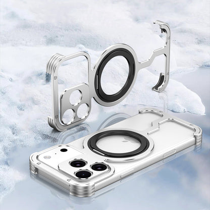 iy Bicolor Armor MagSafe Aluminum Alloy Kickstand Shockproof Metal Case Cover