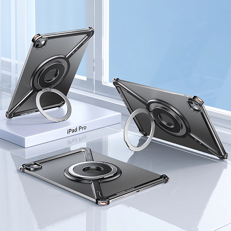 Oatsbasf Z MagSafe Pivot Ring Stand Air Cushion Metal Case Cover for iPad