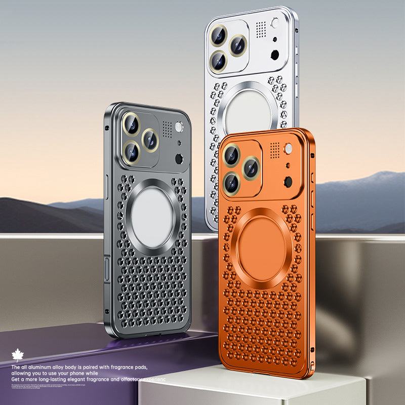 Armor King MagSafe Aluminum Alloy Heat Dissipation Lens Protector Aromatherapy Metal Case Cover
